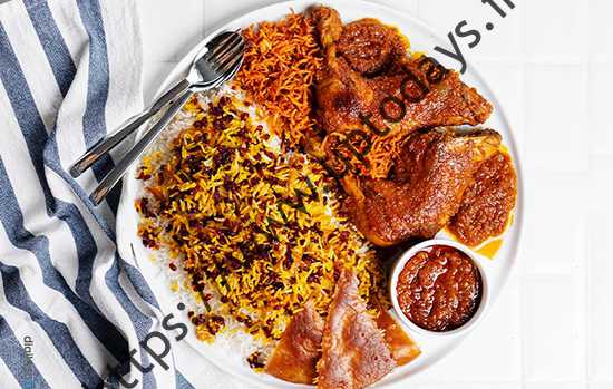 رز ته زرشک لو با مر همراه سس رتقالی